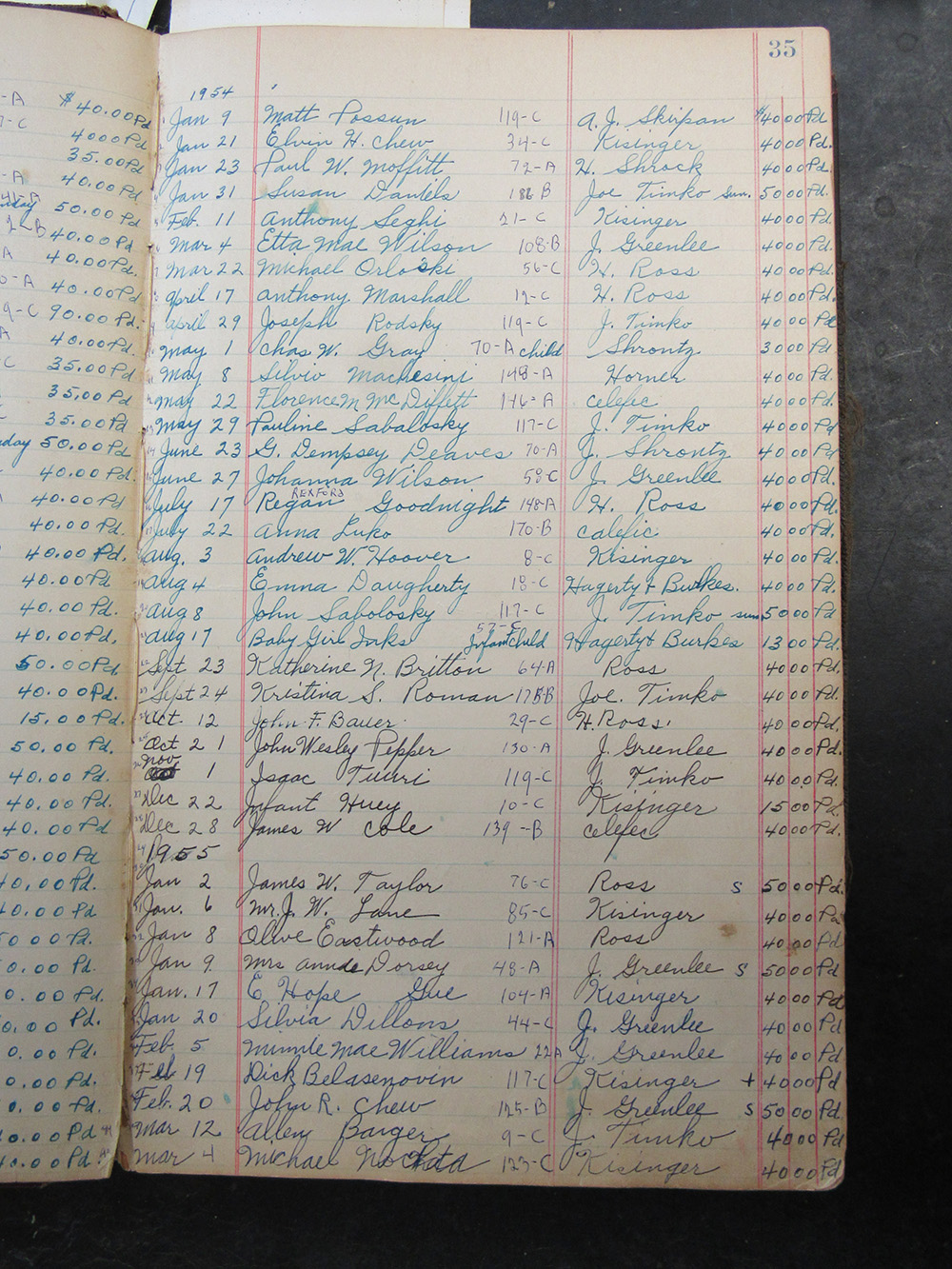 interment listing
